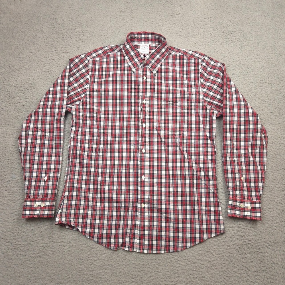 Brooks Brothers 1818 Mens M Red Tartan Plaid Button Down Shirt Ivy Prep
